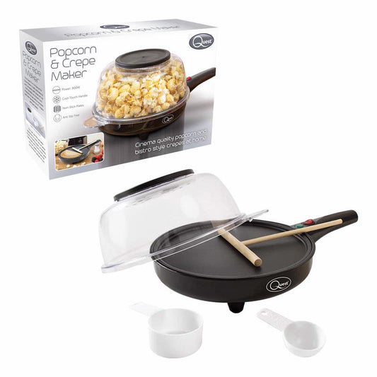 2-IN-1 8" ELECTRIC POPCORN & CREPE MAKER NON STICK PLATE + FREE ACCESSORIES 800W