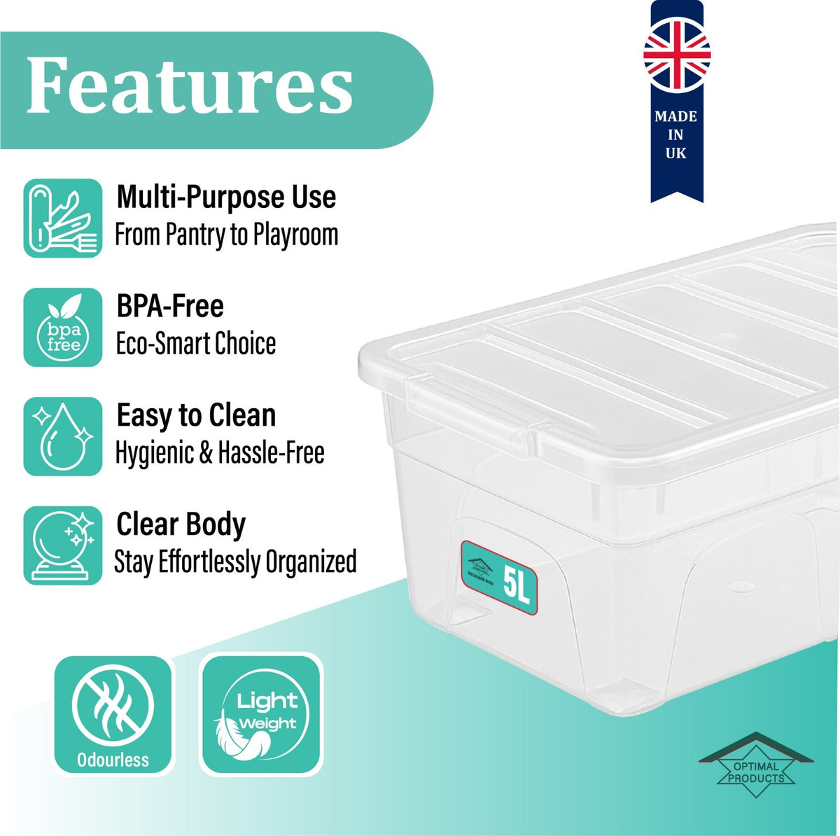 Clear Plastic Storage Box Boxes with Lids UK BRITISH MADE Home Office Stackable