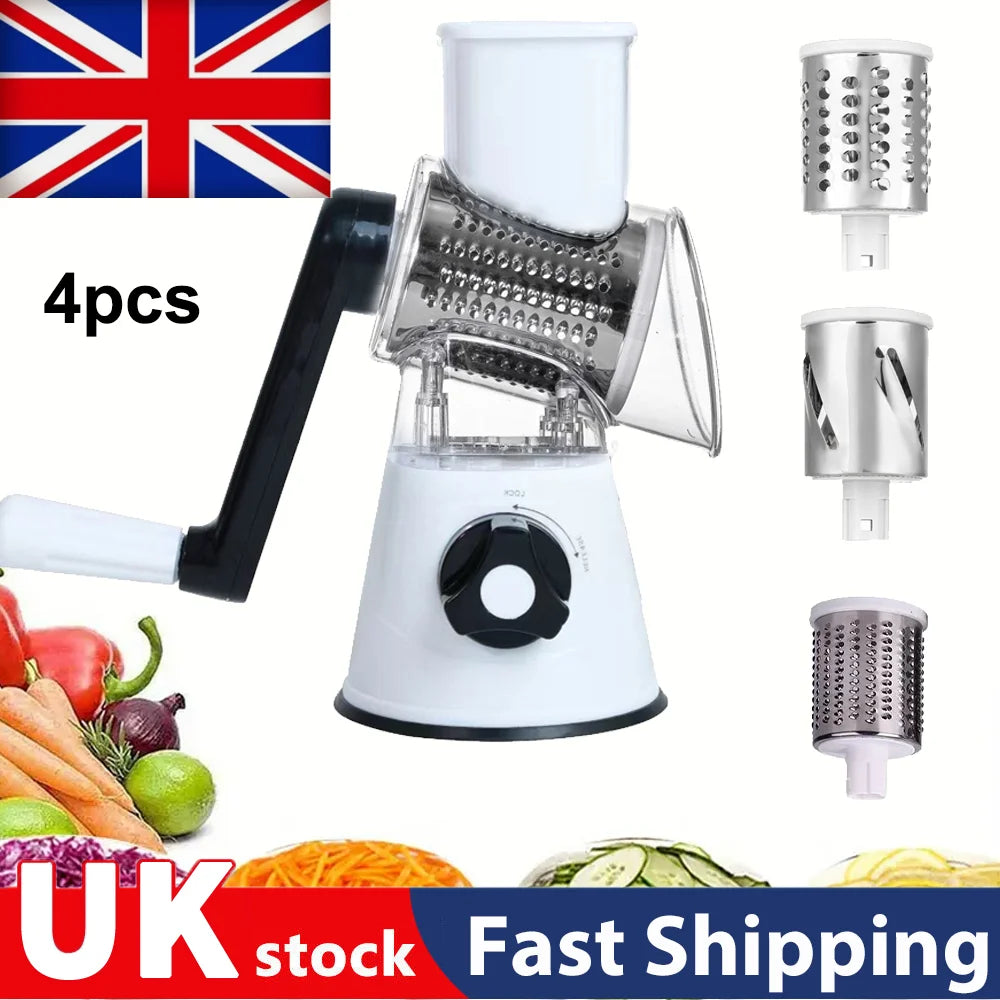 4pcsMulti-Functional Shredder, Vegetable Slicer Adjustable Blade Vegetable Slicer, Manual Rotary Shredder Vegetable Cutter