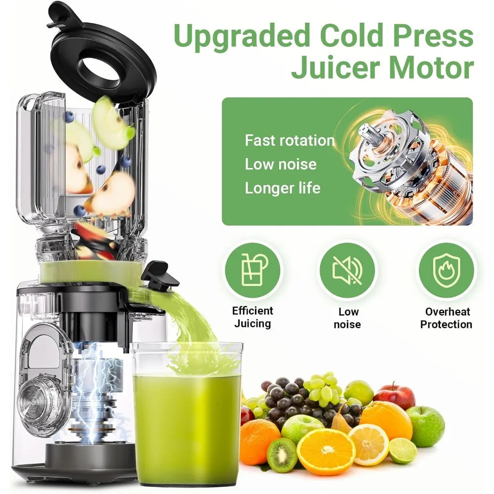 Wide Mouth Slow Juicer High Yield Easy Clean BPA Free with Reverse Function