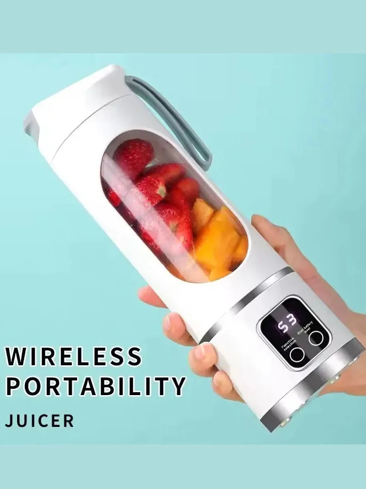 Household Charging MINI Crushed Ice Electric Juicer Powerful Motor 450ML Large Capacity Digital Display Juice Cup