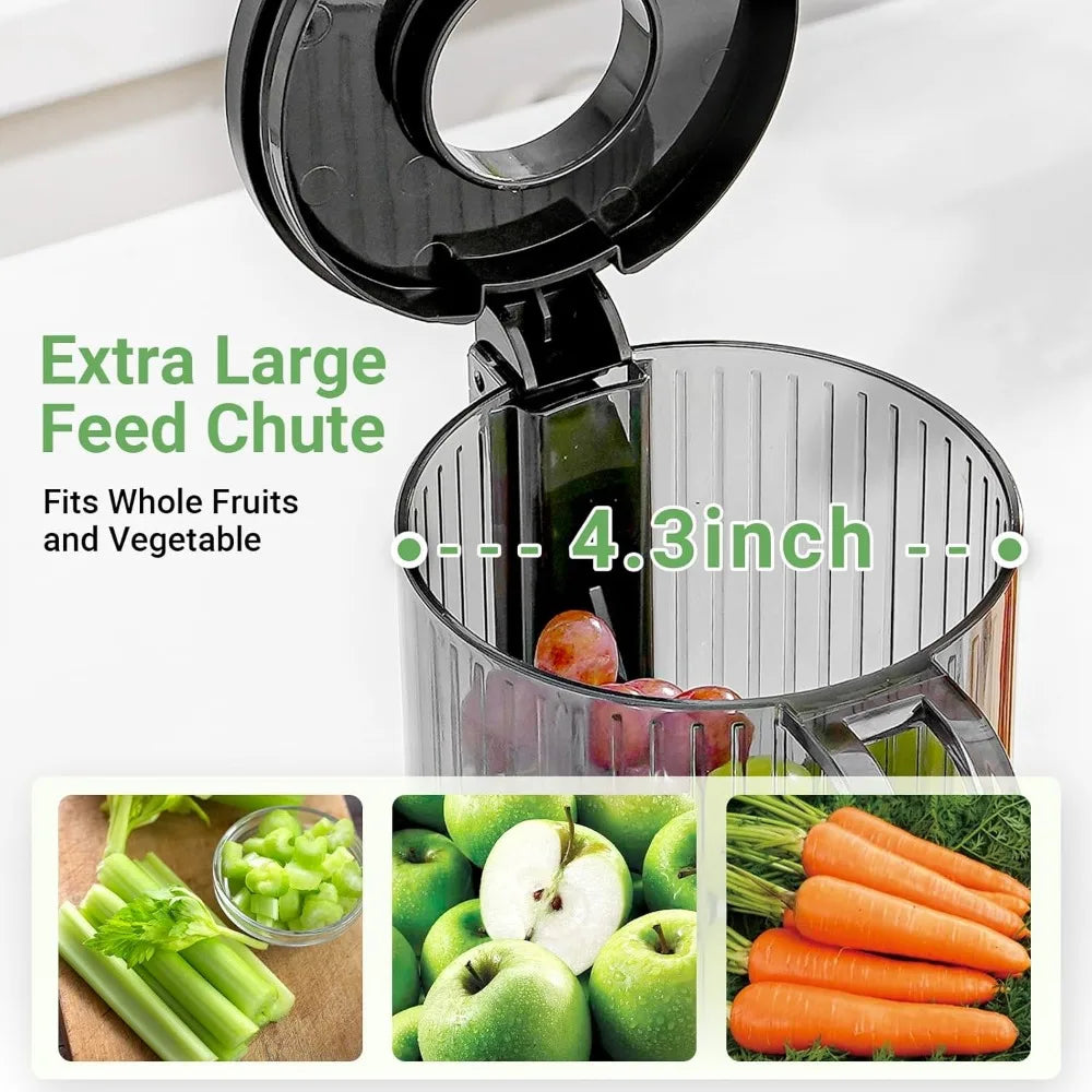 Wide Mouth Slow Juicer High Yield Easy Clean BPA Free with Reverse Function