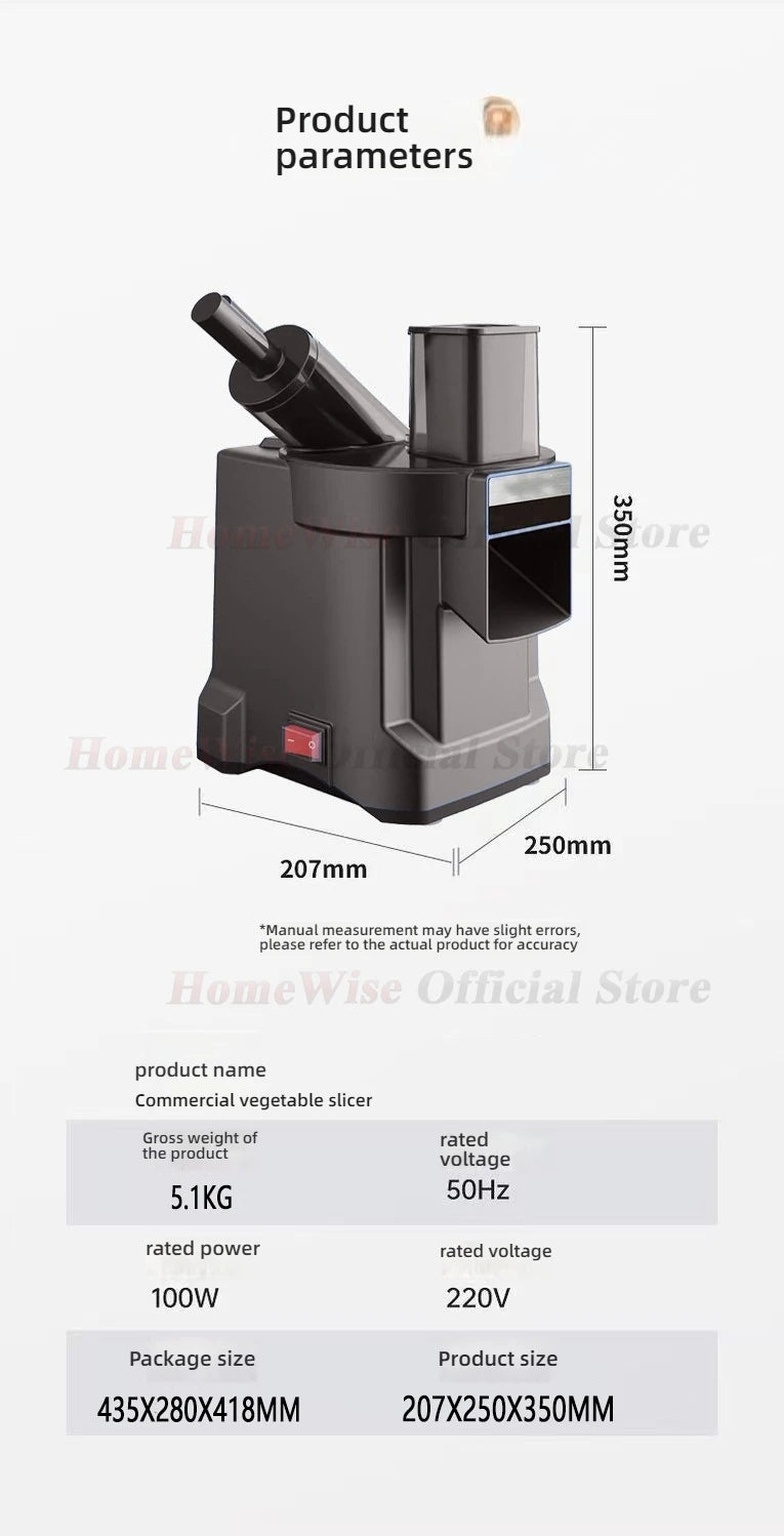 HomeWise K8700 Multi-function Vegetable Cutter Fruit Slicer Shredder Cube Cutter Food Processor Oblique and Straight Feed Port