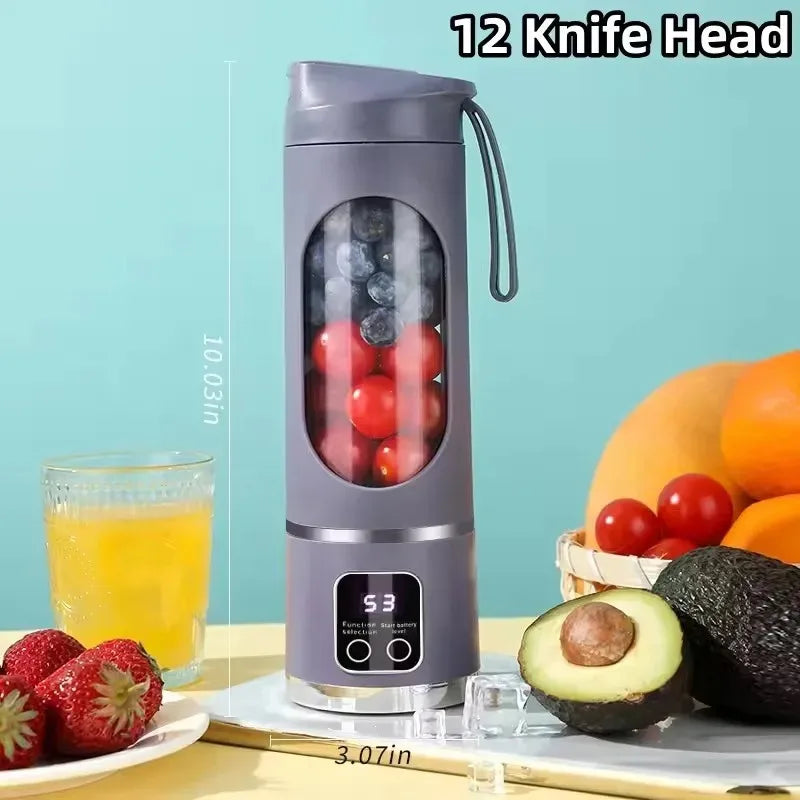 Household Charging MINI Crushed Ice Electric Juicer Powerful Motor 450ML Large Capacity Digital Display Juice Cup