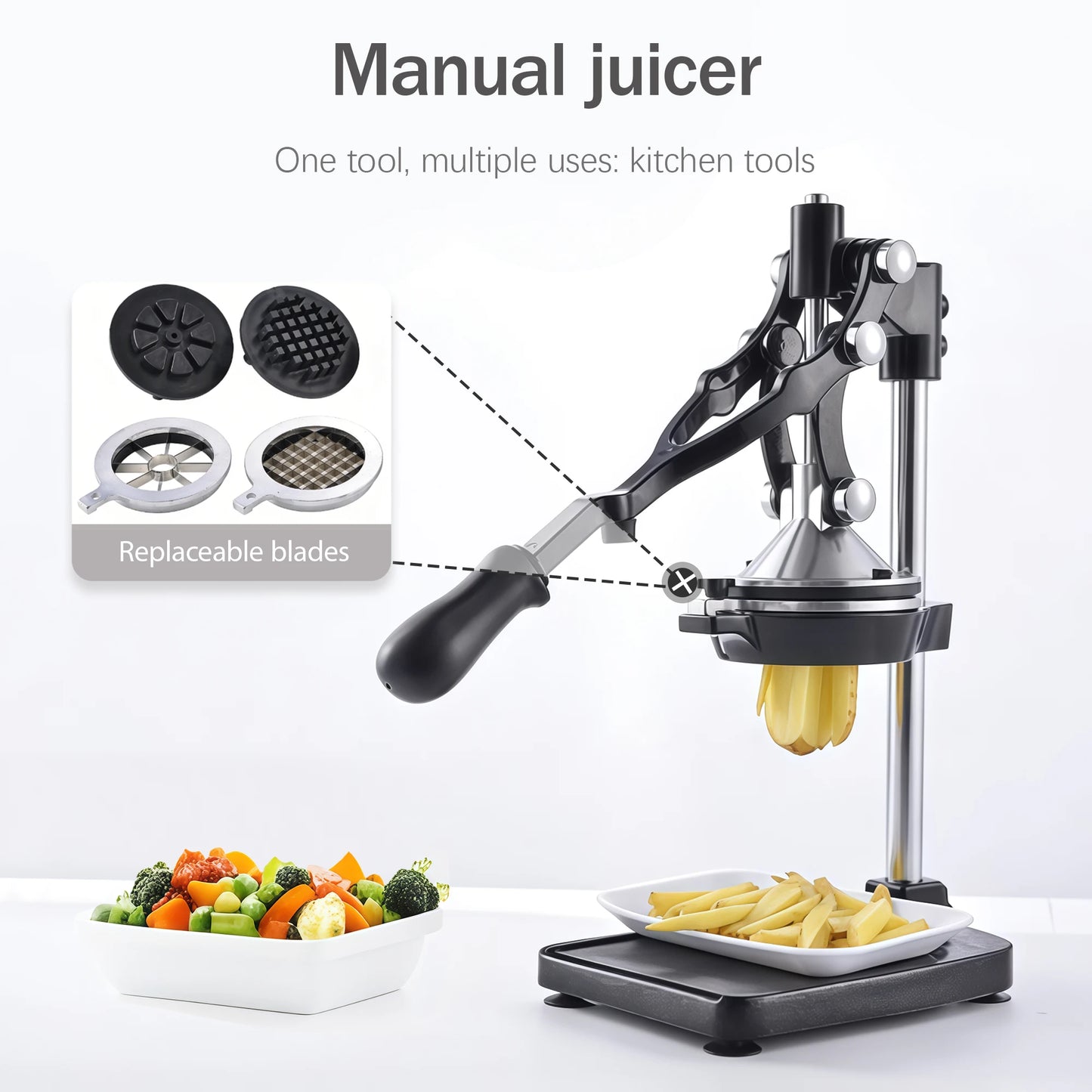 SAEIV Cast Iron Manual Juicer Lemon Squeezer Heavy Duty 304 Stainless Steel Fruit Press Professional Citrus Juicer Cold Press Design For Lemon Orange Lime Grapefruit Pomelo Dimension 17x21x40cm Black