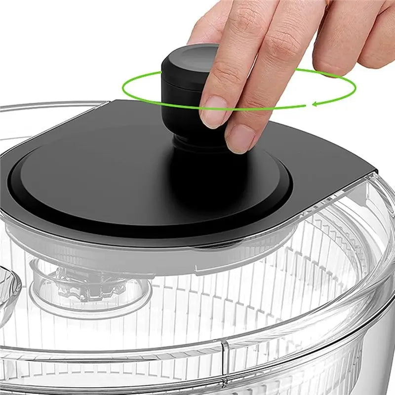 Fruit And Veggie Dryer Salad Spinner Hand Dehydrator, Clear Bowl With Built-In Strainer, Easy To Clean Kitchen Tool