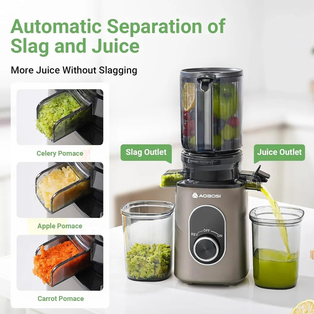 Wide Mouth Slow Juicer High Yield Easy Clean BPA Free with Reverse Function