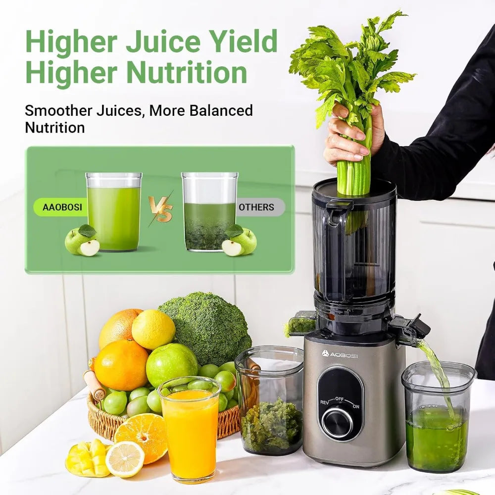 Wide Mouth Slow Juicer High Yield Easy Clean BPA Free with Reverse Function