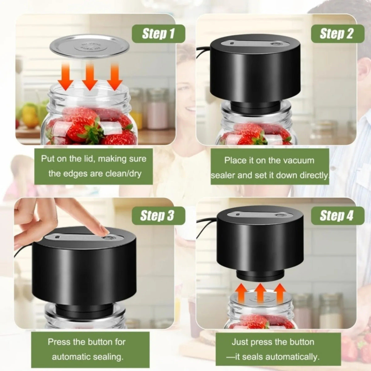 Cordless Wide-Mouth Mason Jar Vacuum Sealer