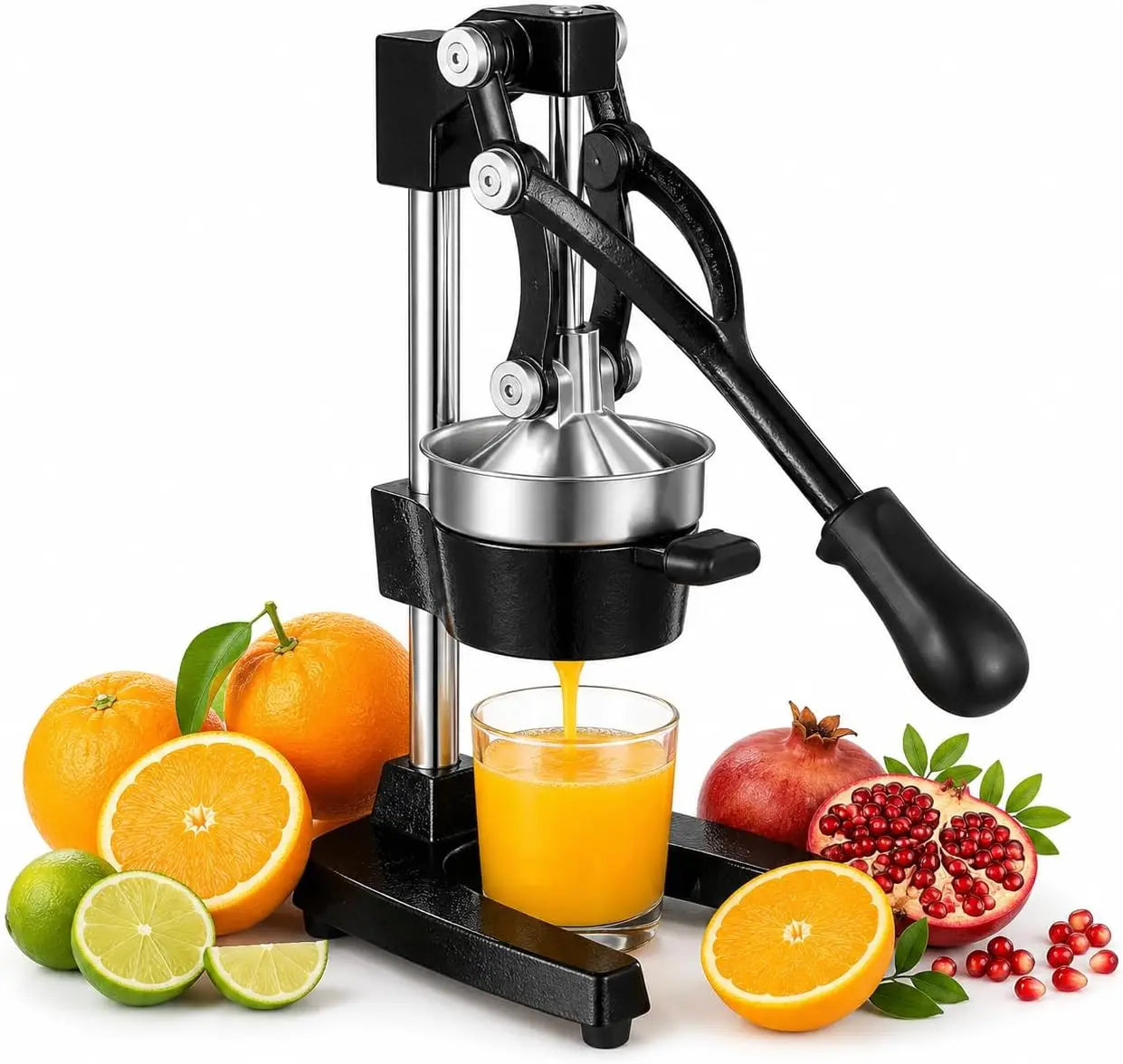 SAEIV Cast Iron Manual Juicer Lemon Squeezer Heavy Duty 304 Stainless Steel Fruit Press Professional Citrus Juicer Cold Press Design For Lemon Orange Lime Grapefruit Pomelo Dimension 17x21x40cm Black