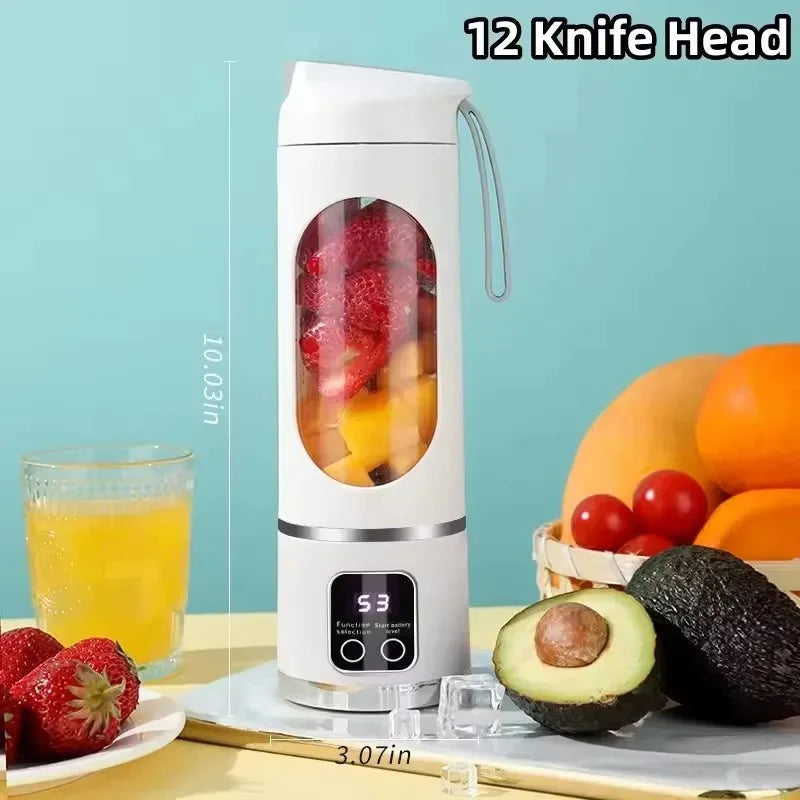 Household Charging MINI Crushed Ice Electric Juicer Powerful Motor 450ML Large Capacity Digital Display Juice Cup