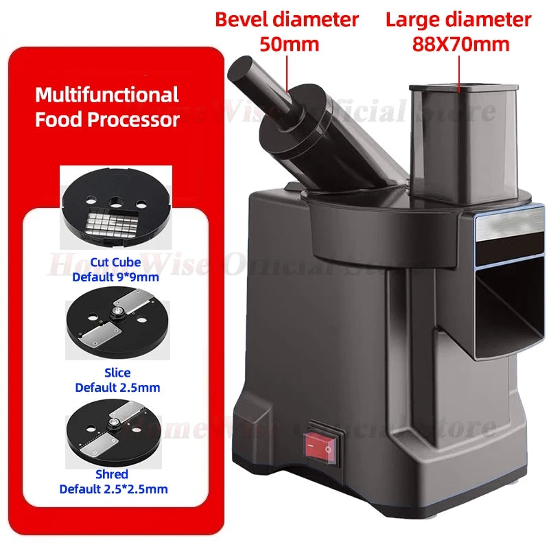 HomeWise K8700 Multi-function Vegetable Cutter Fruit Slicer Shredder Cube Cutter Food Processor Oblique and Straight Feed Port