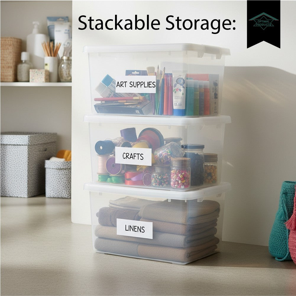 Clear Plastic Storage Box Boxes with Lids UK BRITISH MADE Home Office Stackable